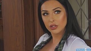 tranny Chanel Santini jerks off and her teacher gets horny.He gives her a bj and she sucks his cock.He anal fucks her and she barebacks him