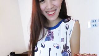 Teen Thai shemale seduced and barebacked by a POV guy