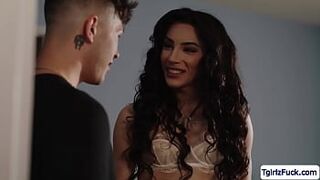 tbabe Ariel Demure finds stud Franco Styles enticing that she stripteases lingerie grabbing his big cock and put it in her cock mouth for deepthroat.