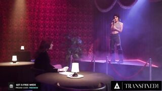 Cabaret club owner Ariel Demure has been looking for a new singer without any luck. Her last audition, Brooklyn Gray, blows her away with her singing abilities. Ariel is so impressed she can't help but fuck Brooklyn on stage and cum on her pussy!