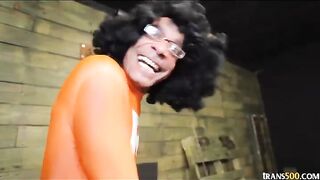 Damn hot shemale fucked hard on Halloween