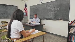 Teacher Fucks Hot TS Student In Classroom