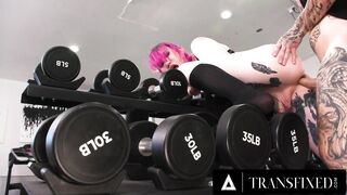 Trans - Trans Cutie Lena Moon Gets STUCK In Public Gym & POUNDED By Big Dick Stud!